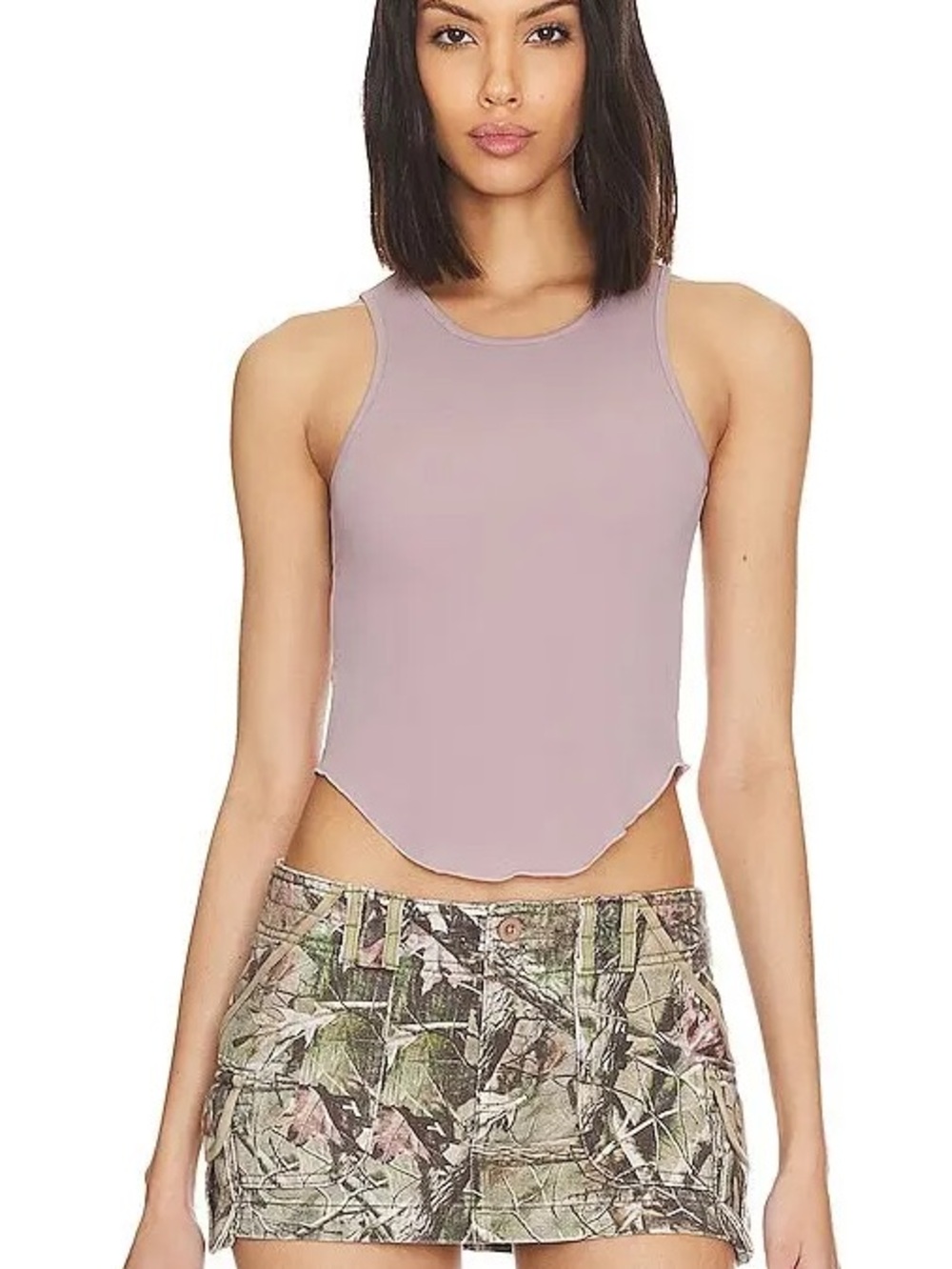 Miaou Lilac Scoop Hem Crop Tank